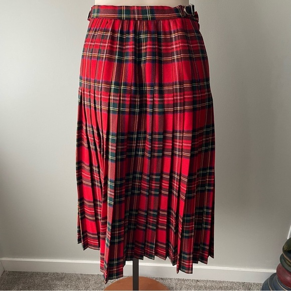 70s Vintage Scottish 100% Wool Plaid Red Kilt Vest Set The Tartan Gift Shops - Picture 7 of 13
